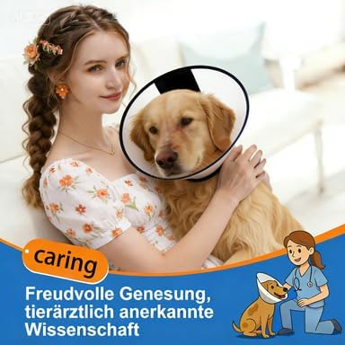 Upgraded Dog Cone Collar After Surgery, Soft Breathable Pet Recovery Collar with Double-Layer Design and Support Plate, Adjustable Dog Cone Collar for Large Medium Dogs, Elizabethan Collar(Black,M)
