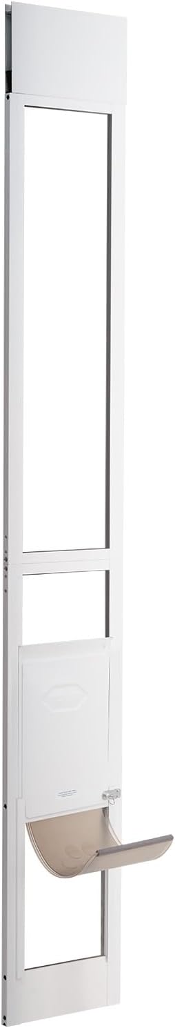 VEVOR Dog Door for Sliding Glass Door, 75 7/8"-80 11/16" Adjustable Height Doggy Door for Sliding Doors, Aluminum Frame Tempered Glass Pet Door with Hinge Structure Flap and Lock for Medium-Sized Dogs