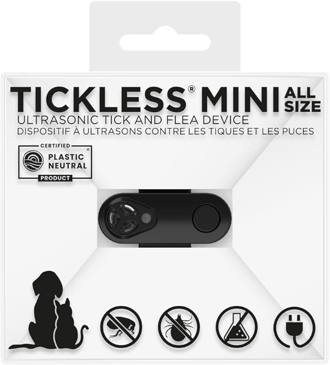 TICKLESS Mini Chemical Free, Ultrasonic, Natural Flea & Tick Bite Prevention - Black