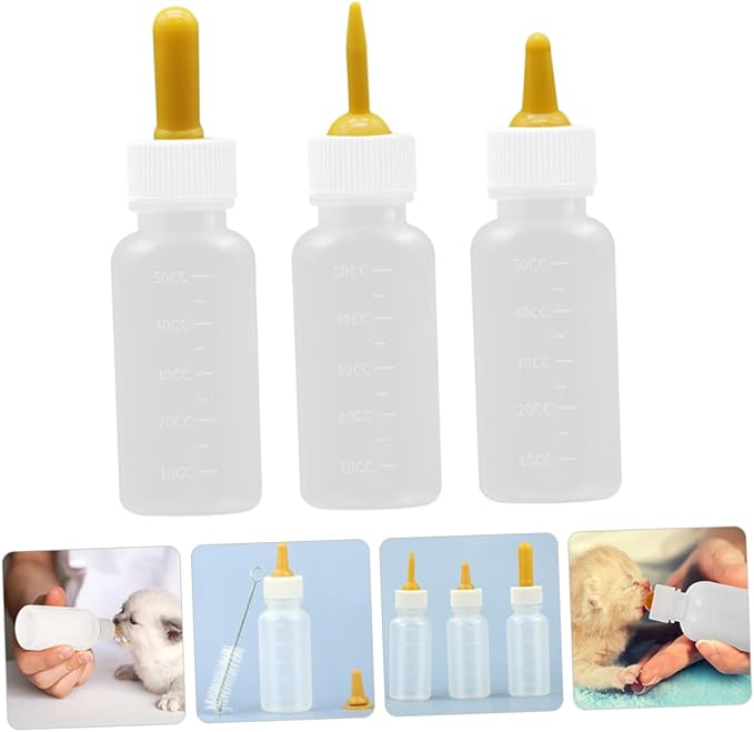 Mipcase 3pcs Pet Feeding Bottles Cat Dog Puppy Kitten Water Milk Feeding Bottle Kit