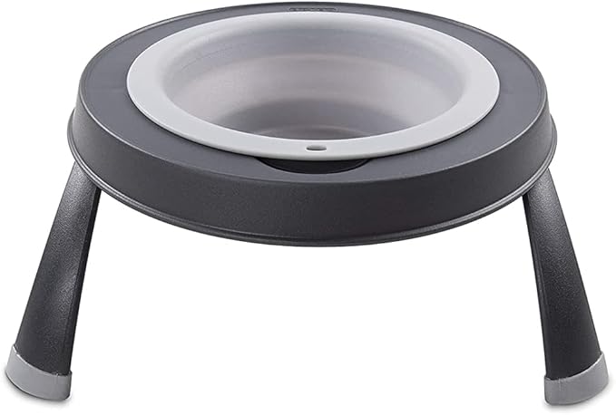 Dexas Pets Single Elevated Pet Feeder/Pet Bowl, I.5 Cup Capacity, Light Gray, Small