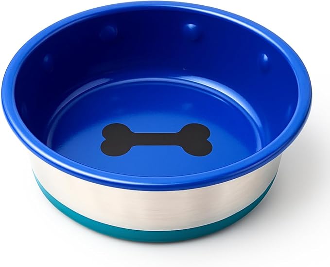 Stainless Steel Bowl - No Slip, No Tip - with Silicone Rubber Foot. (16)