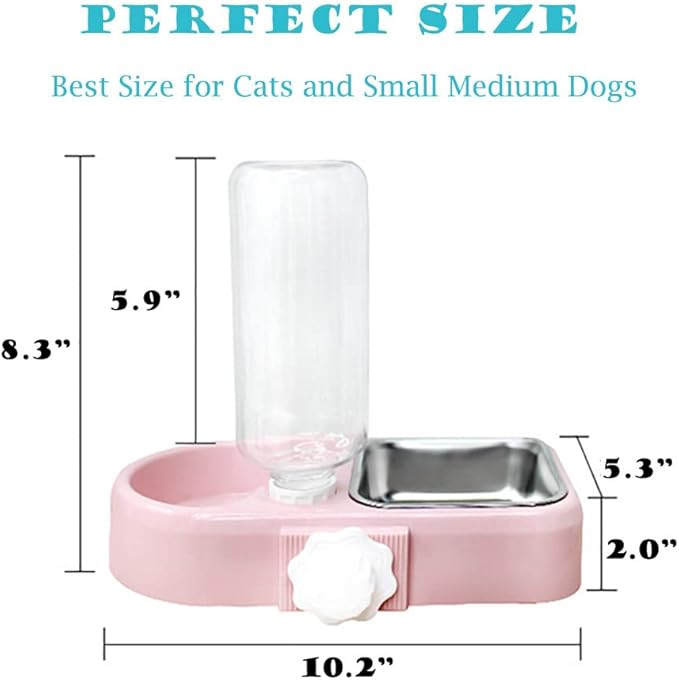 JiangYanus Crate Dog Bowl, Kennel Dog Food Water Bowl Set with Automatic Water Dispenser Detachable Stainless Steel Bowl, Hanging Pet Cage Feeder for Small Dogs Cat Puppies and Small Animals (Blue)