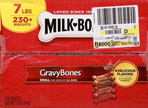 Milk-Bone Gravy Bones Dog Treats with 4 Savory Meat Flavors Coated in Gravy,7 Pound,(Pack of 2)