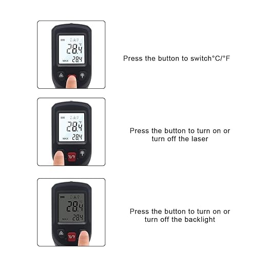 KETOTEK Infrared Thermometer Non Contact IR Digital Laser Temperature Gun -50℃~600℃ (-58℉~1112℉) Adjustable Emissivity Thermometer Gun for Cooking