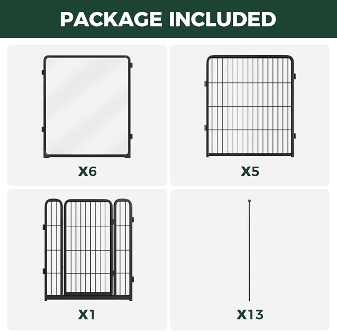 FXW AuraSpace Pro Acrylic & Wire Mesh Indoor Dog Playpen, 32" Height 12 Panels Metal Dog Pen for Small and Medium Dogs, Black│Patented