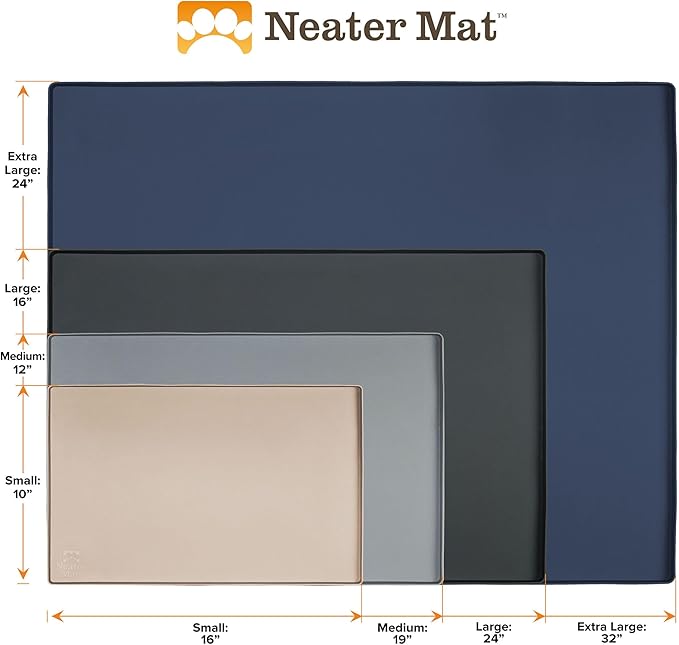 Neater Pet Brands Neater Mat Pet Mats for Food and Water, Cat & Dog Bowl Mat Waterproof Silicone, Feeding Tray, Dog Food Mats for Floors, Placemat w/Raised Edge for Under Bowls, 24" x 16", Olive