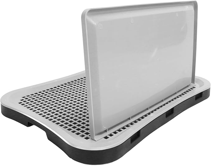 Puppy Potty Training Tray,Portable Puppy Mesh Training Potty Dog Training Toilet with Wall Column Removable Pee Pad Tray for Large Small Medium Pets (Black)