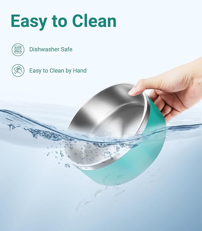 WENBOKMIN Dog Bowl, Stainless Steel Dog Food and Water Bowl with Non Slip Quiet Bottom, Easy to Clean, Dishwasher Safe, 40oz, Deep Green