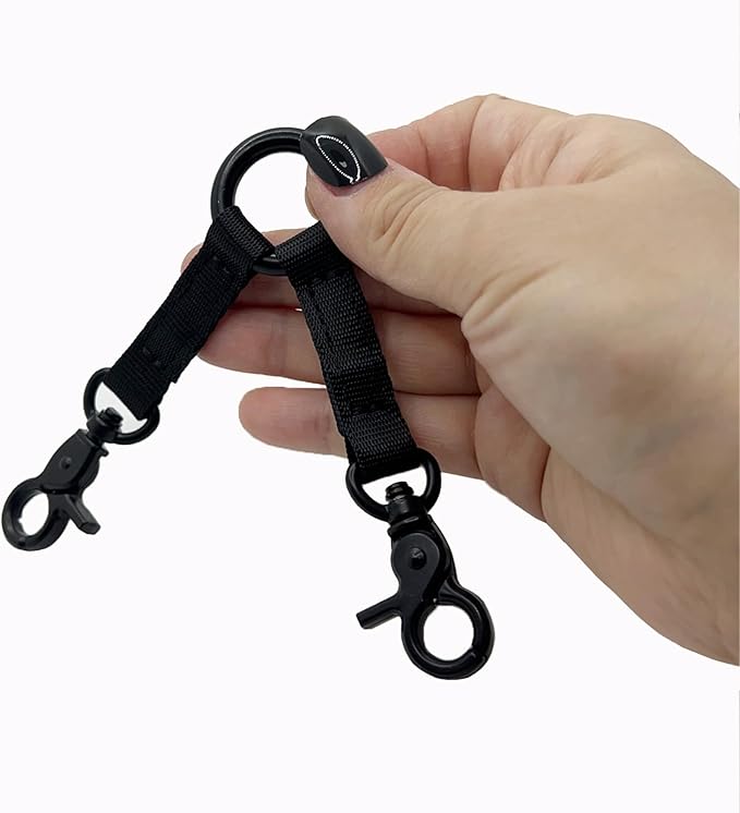 Double Headed Hook pet Safety Nylon 2Way Coupler with Nickel-Plated Swivel Clip