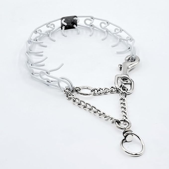 Clasp 2.25mm Stainless Dog Training Collar for Large Breeds | 16” Prong Collar for Dogs 26lbs & Up | No-Pull Collar | Behavior Aid | White