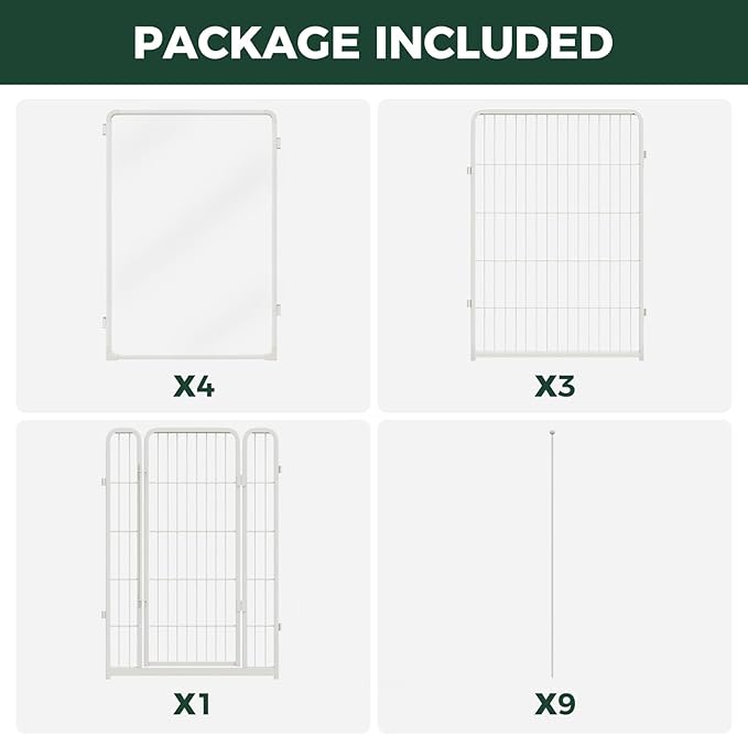 FXW AuraSpace Pro Acrylic & Wire Mesh Indoor Dog Playpen, 40" Height 8 Panels Metal Dog Pen for Medium and Large Dogs, White│Patented
