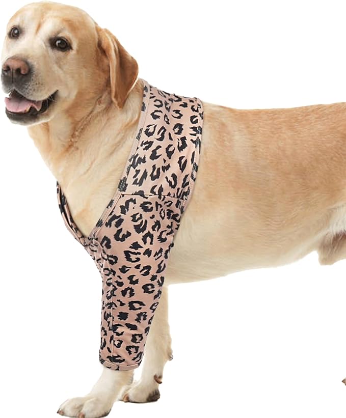 ROZKITCH Dog Surgery Leg Sleeve Front Right Left Leg, Pet Prevent Licking Wound Elbow Knee Protector, Dog Recovery Suit Cone Collar Alternative for Sprain ACL CCL Arthritis Joint Care Brown 3XL