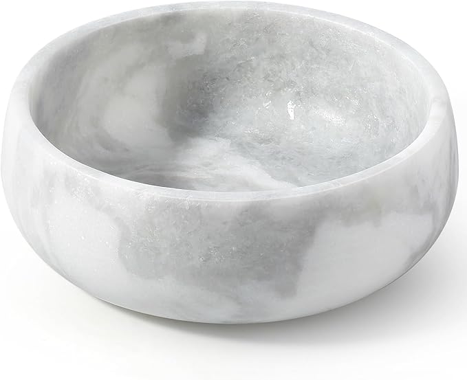 Karibiber Marble Dog Bowl, 5lbs Non-Slip Cat and Dog Food Bowl Dish, Non-Tipping Weighted Puppy Pet Dish, Grey Stone Durable Food and Water Bowls, Easy to Clean, Holds 4 Cups