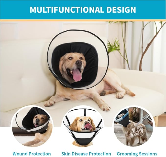 Dog Cone Collar, Pet Cone for Dogs to Stop Licking, Comfy Dog Cones for Large Medium Small Dogs, Soft Cones for Dogs After Surgery, Cone of Shame for Dogs Head Neck Elizabethan Collar