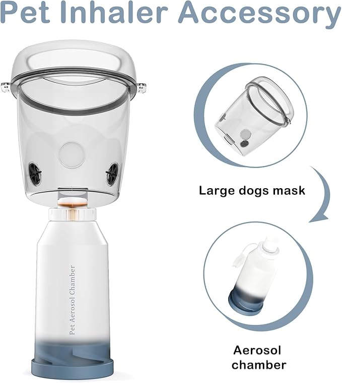 Inhaler Spacer for Large Dogs, pet aerosol Chamber with Silicone Dog mask for Large Dogs, for First aid at Home or Outdoors L