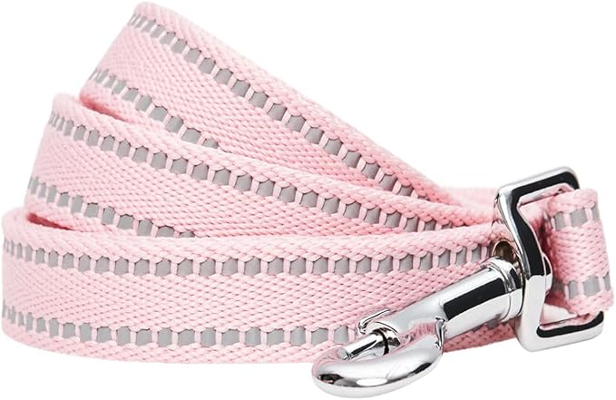 Blueberry Pet Essentials Reflective Dog Collar & Leash Set, Adjustable for Medium Dogs | Safe Walking Gear for Pet Parents, Puppy Training & Daily Use MediumDogs, Baby Pink