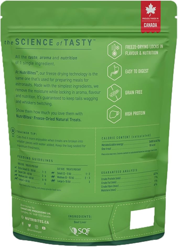 Nutri Bites Freeze Dried Beef Liver Dog & Cat Treats, Single Ingredient High Protein Pet Treats, 17.6 oz