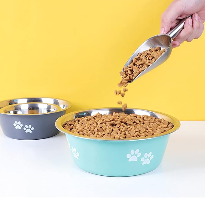 Stainless Steel Dog Bowls 2 Pack Large Extra Large Dogs Feeding Food Water Bowl with Non-Slip Silicone Sole, Dog Dishes Elevated Raised Pet Feeder(Green+Grey, XL(8.5 Cups)