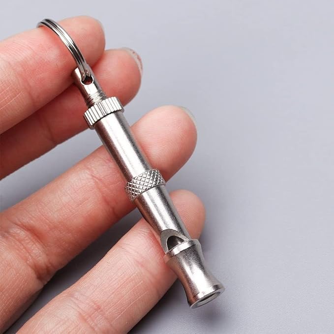 Jinshining Silver Adjustable Ultrasonic Dog Whistle,Portable Whistle Pet Whistle Supersonic Whistle Dog Whistles for Pet Training,Training and Behavior Aids,Dog Whistles