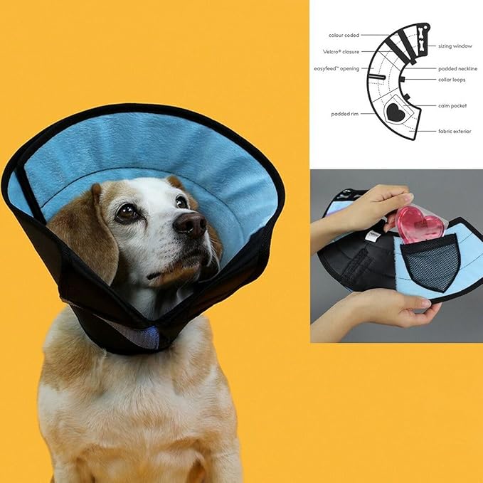 KVP Calmer Pet Recovery Collar, XS Size Fits 6" to 9" Neck/4.75" Depth