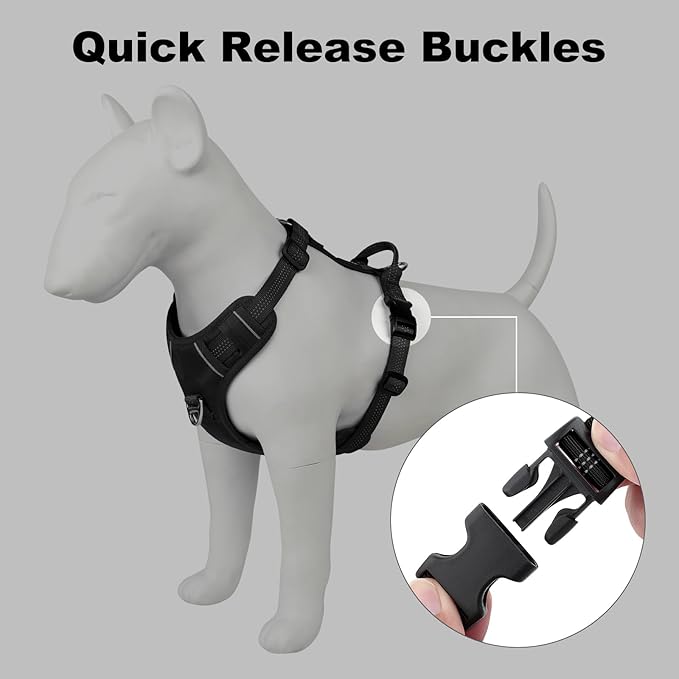 Plutus Pet No Pull Dog Harness, Reflective Adjustable Dog Vest Harness with Handle, Escape Proof, Soft Padded for Small Medium Large Dogs (Black, XS)