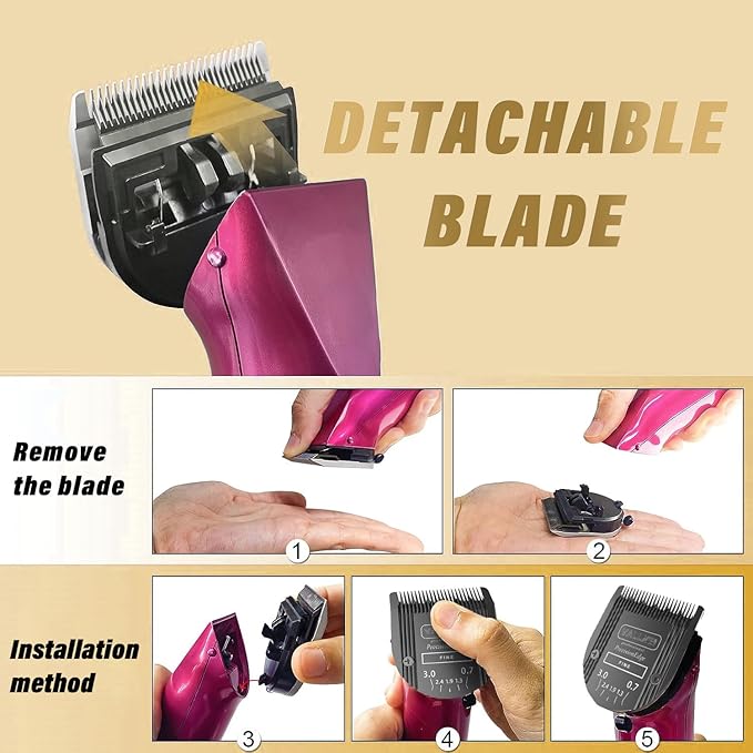 5-in-1 Replacement Clipper Blade, Detachable & Adjustable Dog Grooming Blade Compatible with Wahl Arco, Bravura, Chromado, Creativa, Figura, Motion & SuperGroom (Black 2 Pack)