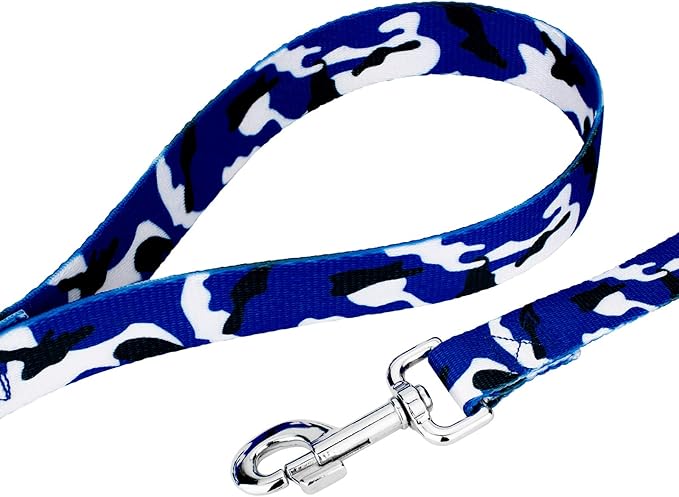 Country Brook Petz - Royal Blue and White Camo Everyday Dog Collar and Leash Limited Edition - Sports and Athletics Collection Featuring Spirited Designs (1 Inch, Extra Large)