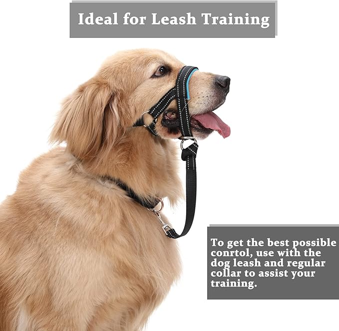 BARKLESS Dog Head Collar, No Pull Head Halter with Soft Padding, Reflective Soft Padded Snout Harness for Large Dogs, Labrador, Golden Retrievers, German Shepherd