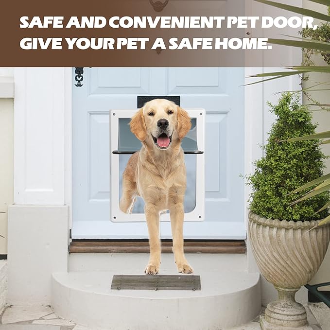 Pet Flap Door for Dogs 2 Ways Locking Wall Entry Pet Door with Transparent Flap (Small)