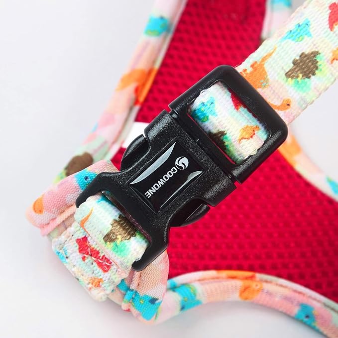 Adjustable Dog Harness and Leash Set for Girl Air Mesh Dog Vest Harness 5Ft Pet Training Leash with Soft Handle Pet Escape Proof for Small Medium Large Dogs (Dinosaur, L)