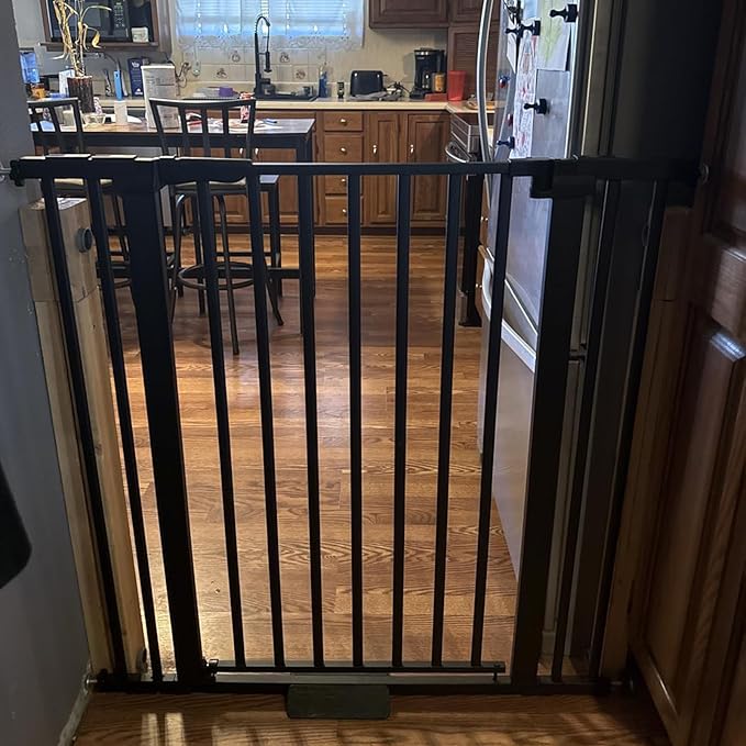 SHYUJAJIE 51.18 Inch Extra Tall Pet Gate, 29.5-43" Adjustable Wide Auto Close Dog Gates, Pressure Mounted Walk Through Tall Cat Gate for Doorways,Hallway,Stairs(Black)