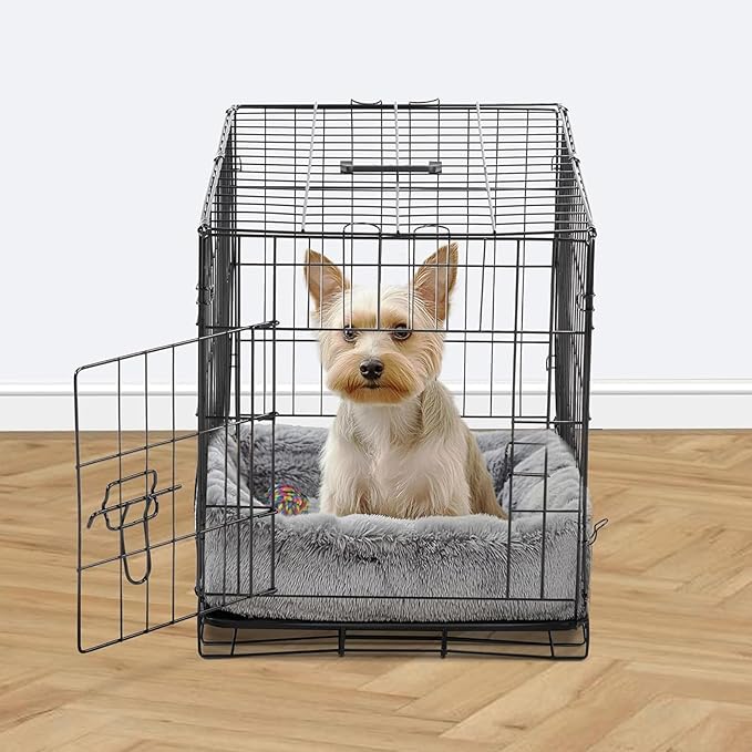 Dog Crate - 24 Inch Small Single Door Portable Puppy Dog Cage, Metal Wire Pet Kennel with Secure Lock, Leak-Proof Pan Tray, Foldable Design for Small Dog Indoor Training and Outdoor Trave