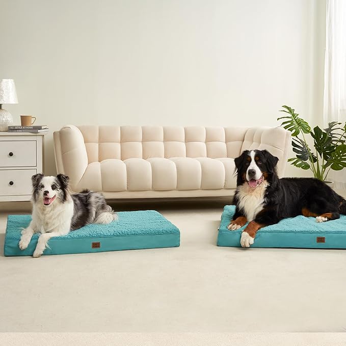 EHEYCIGA Orthopedic XXL Dog Beds for Jumbo Dogs with Removable Washable Cover, Turquoise Blue, 50x36