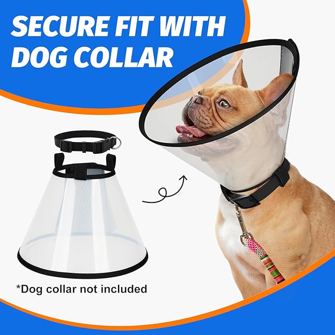 Supet Dog Cone Collar to Stop Licking, Comfortable Elizabeth Recovery Collar for Large Medium Dogs After Surgery, Soft Pet Neck Head Cone Alternative(L)