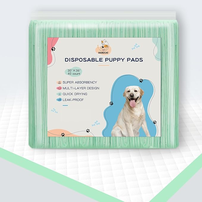 Dog Pee Pads Extra Large 30" × 36" - 40 Count, XXL Urine Underpads|Unscented Green Pet Pee Pads, Super Absorbent & Leak-Proof Potty Pads for Doggies
