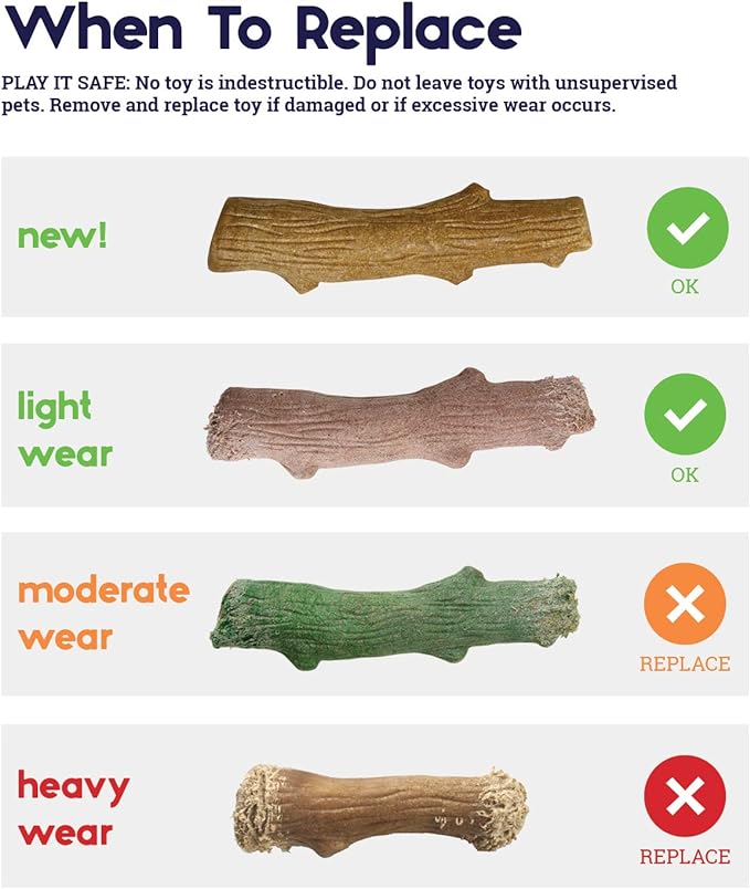 Pupstages Super Dogwood Dog Chew Toy – Real-Wood Blend, Natural Wood Flavor & Texture, Moderate Chewers, XS, 6"