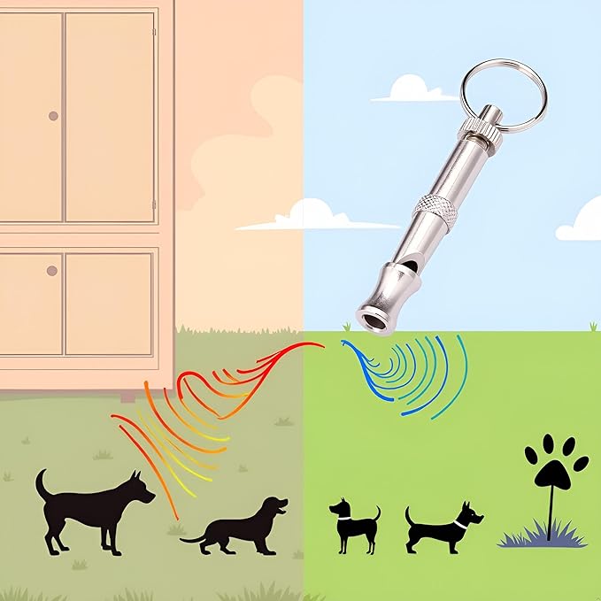 2Pcs Silver Adjustable Ultrasonic Dog Whistle,Portable Whistle Pet Whistle Supersonic Whistle Dog Whistles for Pet Training,Training and Behavior Aids,Dog Whistles