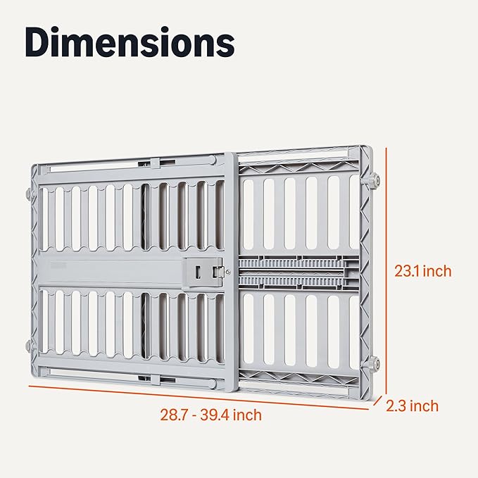 Amazon Basics Adjustable Wide 28.7–39.4", Walk Through Pet Gate, Ideal for Small to Medium Breeds, and Senior Dogs