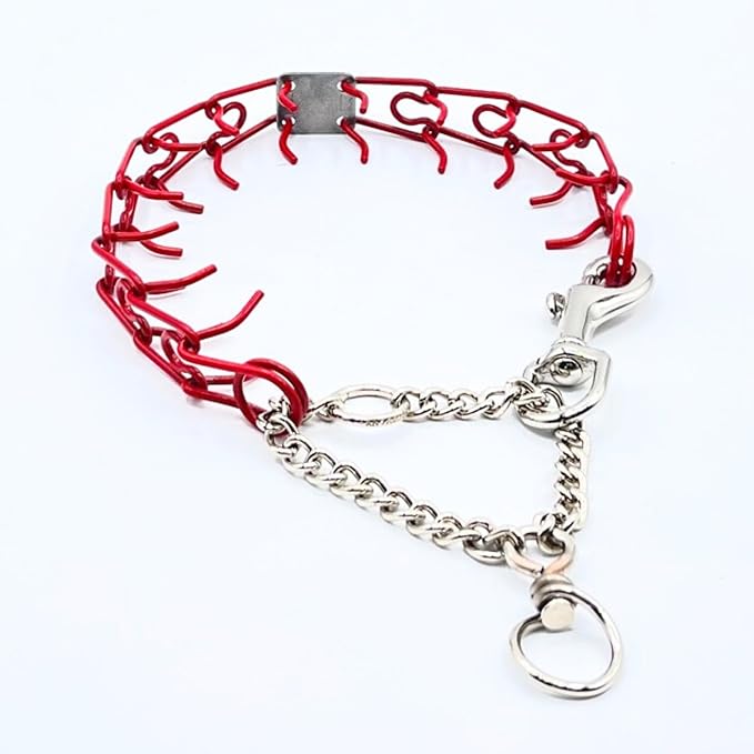 Clasp 2.25mm Stainless Dog Training Collar for Large Breeds | 16” Prong Collar for Dogs 26lbs & Up | No-Pull Collar | Behavior Aid | Fire Engine Red
