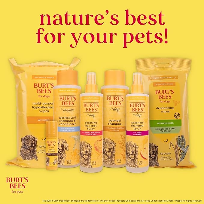 Burt’s Bees for Pets Oatmeal Dog Shampoo with Honey, Soothing Dog Shampoo for Itchy and Sensitive Skin, pH Balanced Formula That Gently Cleans and Moisturizes Dog Coats, 16 Fl Oz