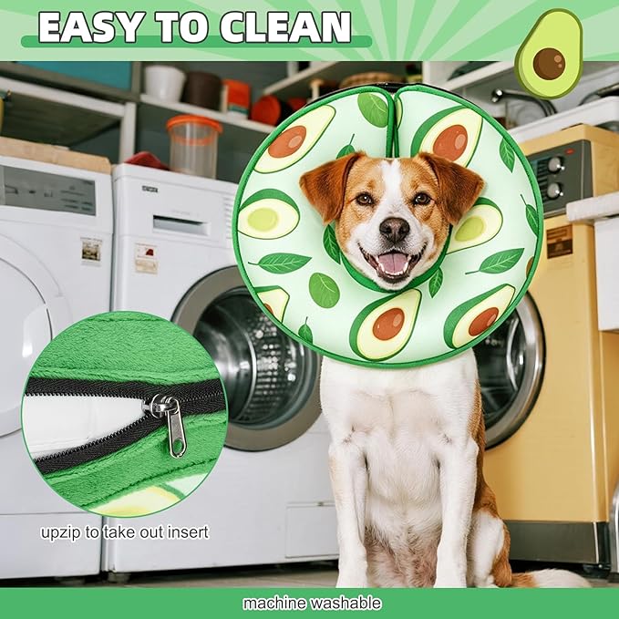 KOOLTAIL Inflatable Dog Cone Collar, Soft Donut E Collar for Dogs After Surgery to Stop Licking Enhanced Alternative, Blow Up Pet Neck Pillow Recovery Adjustable Cone for Dog Cat,Avocado M