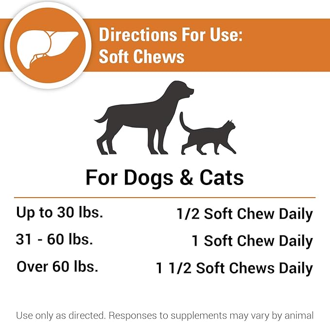 Vet Classics Liver Support Pet Health Supplement for Dogs, Cats – Liver Functions – B-Vitamins, Glutathione, Milk Thistle – Soft Tablets, Chews – 120 Soft Chews