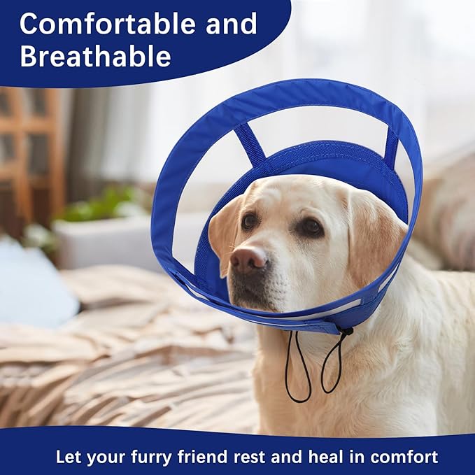 ASENKU Dog Cone Collar, Soft Adjustable Cone for Dogs to Stop Licking, Lightweight Recovery Dog Cone After Surgery, Pet E-Collar for Small, Medium & Large Dogs(Blue, S)