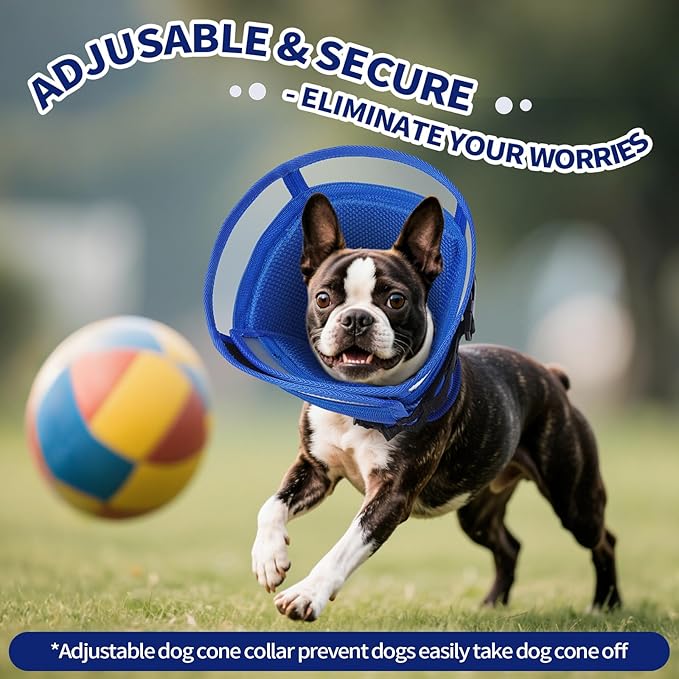 Allroaring Dog Cones for Large Dogs, Soft Dog Cone to Stop Licking After Suergery, Comfy Pet Recovery Collars & Cones for Hot Spots Wound Healing, Comfy Elizabethan Collar Blue L