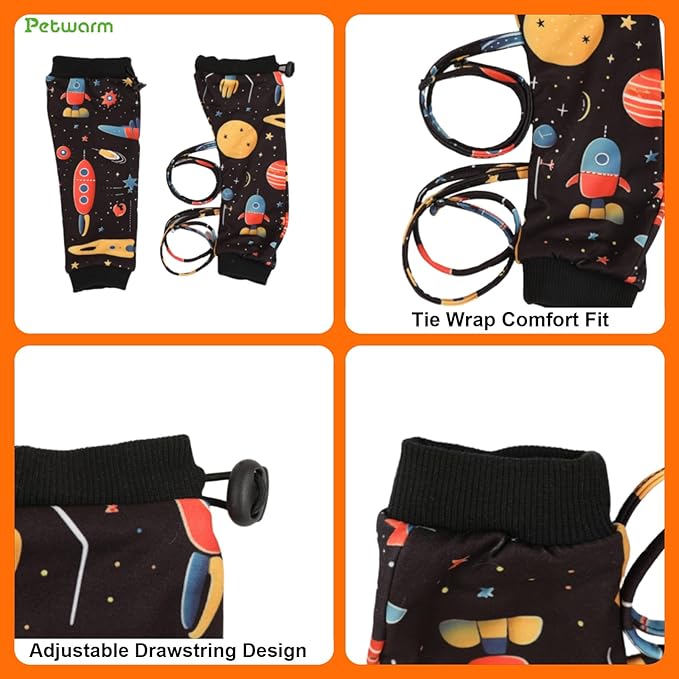 PetWarm Dog Recovery Sleeve 4pcs Set, Dog Leg Sleeve, Ideal for Comfort and Support During Pet Recovery, Suitable for Active or Support Recoverying Pet Use, Black Gold, S
