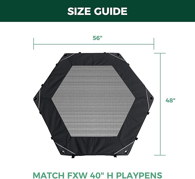 FXW Homeplus Indoor Dog Playpen with Hexagon Mesh Top Cover for Escape Prevention, 40 Inch 6 Panels Heavy Duty Dog Pen for Medium and Large Dogs, Black│Patented