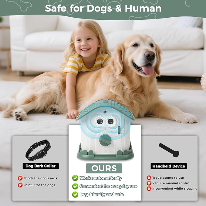 Anti Barking Device for Dogs, Ultrasonic Dog Bark Deterrent Devices with 3 Modes, 50Ft Range Stop Barking Control Devices for Dog Training in Outdoor Indoor, 1200mAh Rechargeable, Waterproof