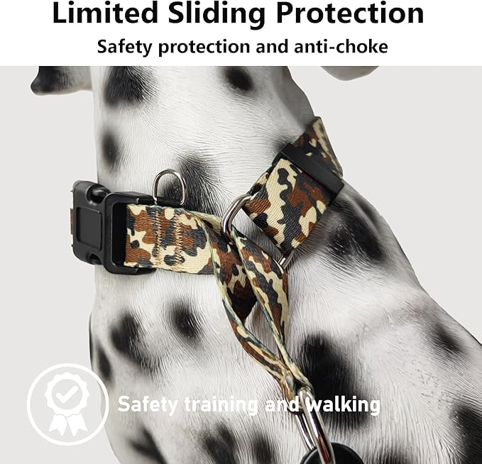 Martingale Collar for Dogs with Buckle No Pull Adjustable Nylon Limited Slip Training Dog Collars (Camouflage, Small)