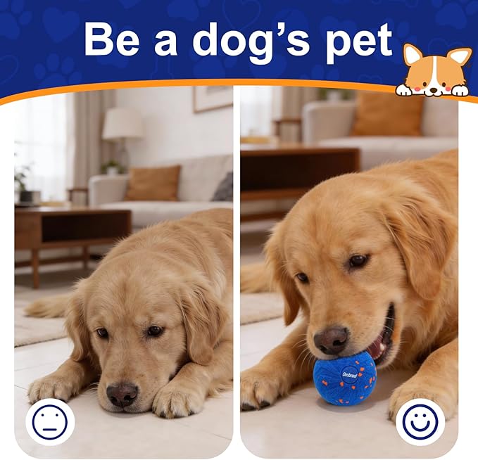 Ombrael Smart Interactive Dog Ball,Automatic Moving, Bouncing, Spinning Ball, Chew-Resistant & Washable E-TPU Rubber Toy, Perfectly Sized for the Mouths of Medium to Large Dogs
